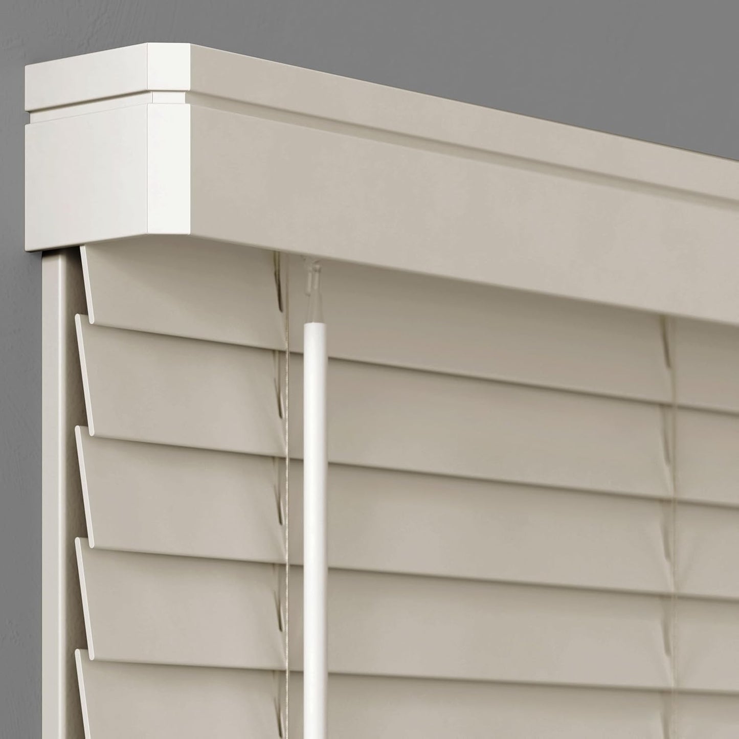 2 Inch Cordless Faux Wood Blinds with Contemporary Valance