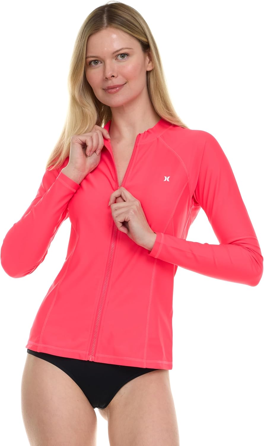 Hurley Women's Full Zip Rash Guard for Surfing and Swimming