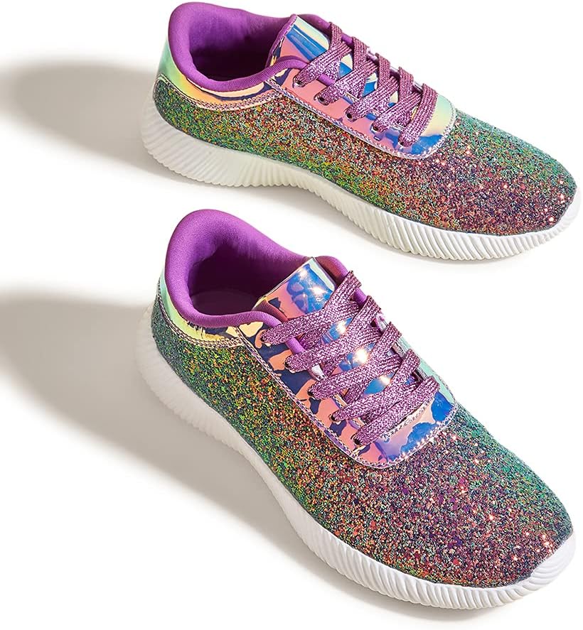BELOS Women's Glitter Shoes: Sparkly Lightweight Tennis Style