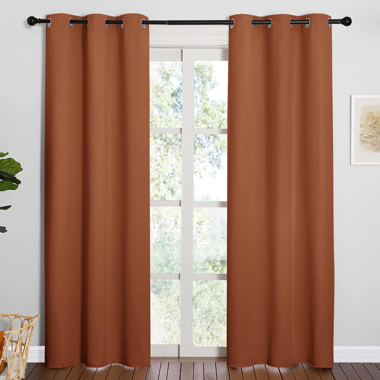 NICETOWN Blackout Curtains for Halloween - 42x84 in Burnt Orange