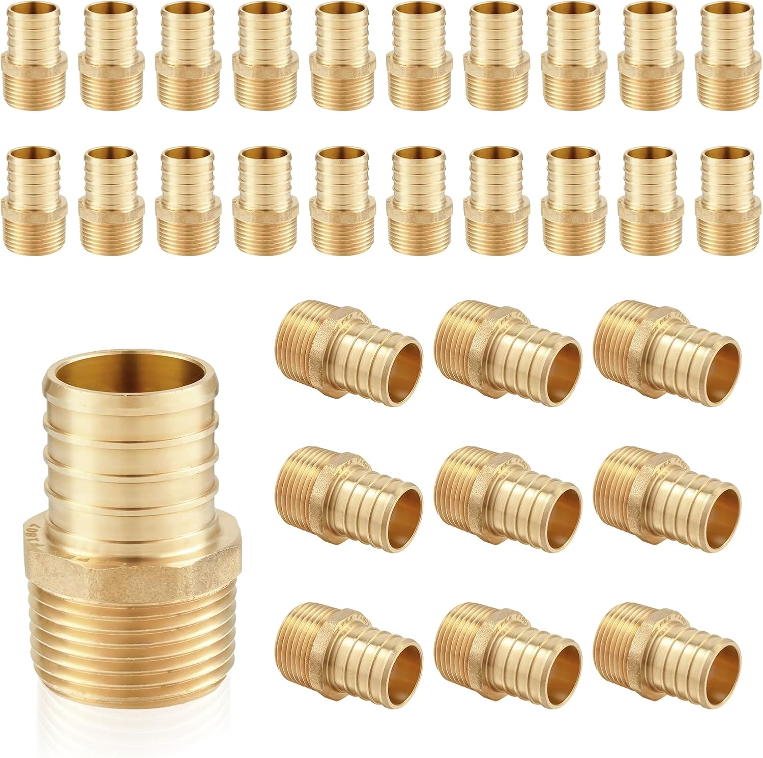 PEX Fittings 30-Pack Brass Crimp Adapters for Plumbing Needs