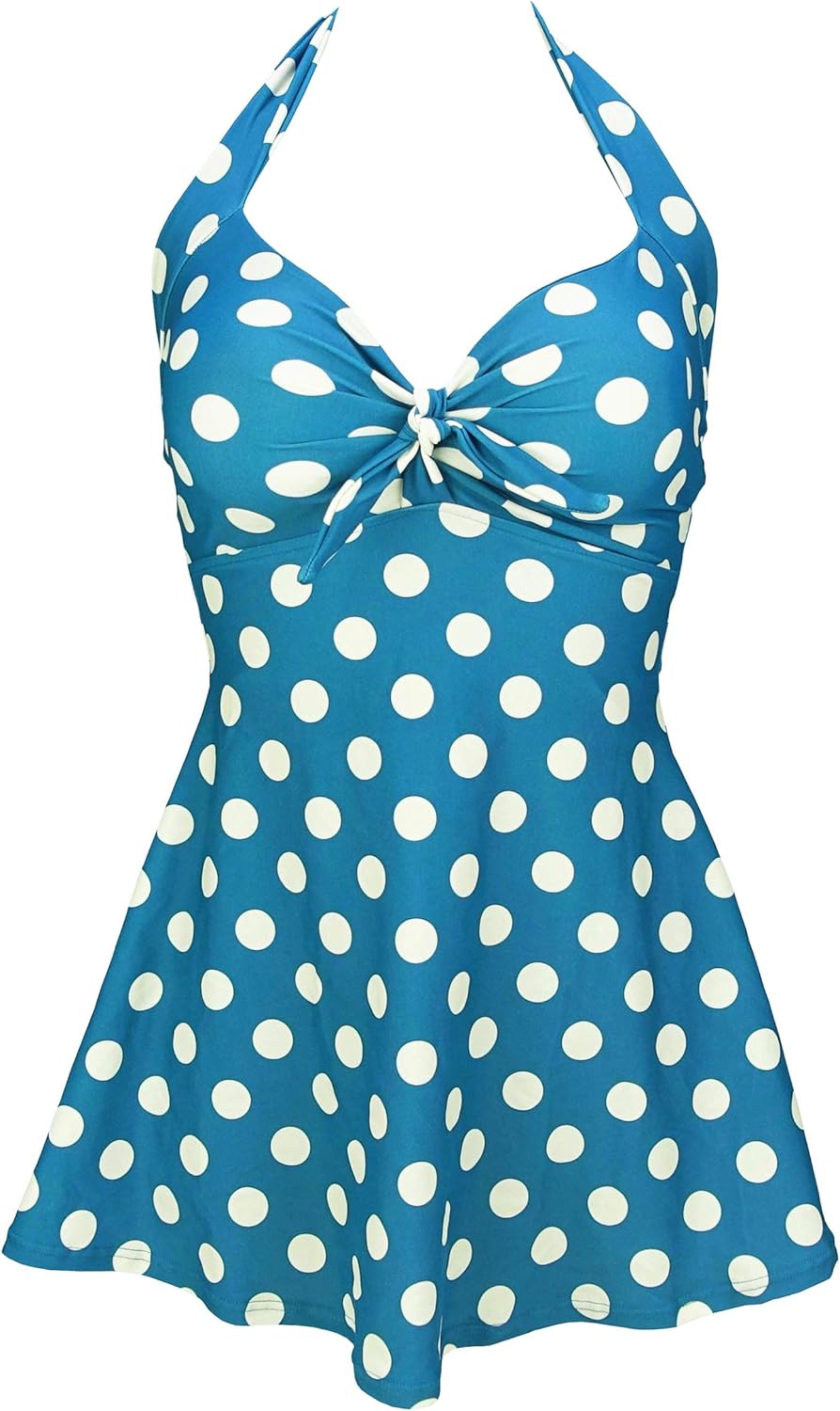 Vintage Sailor Pin Up Swimsuit Retro One Piece Skirtini Cover Up