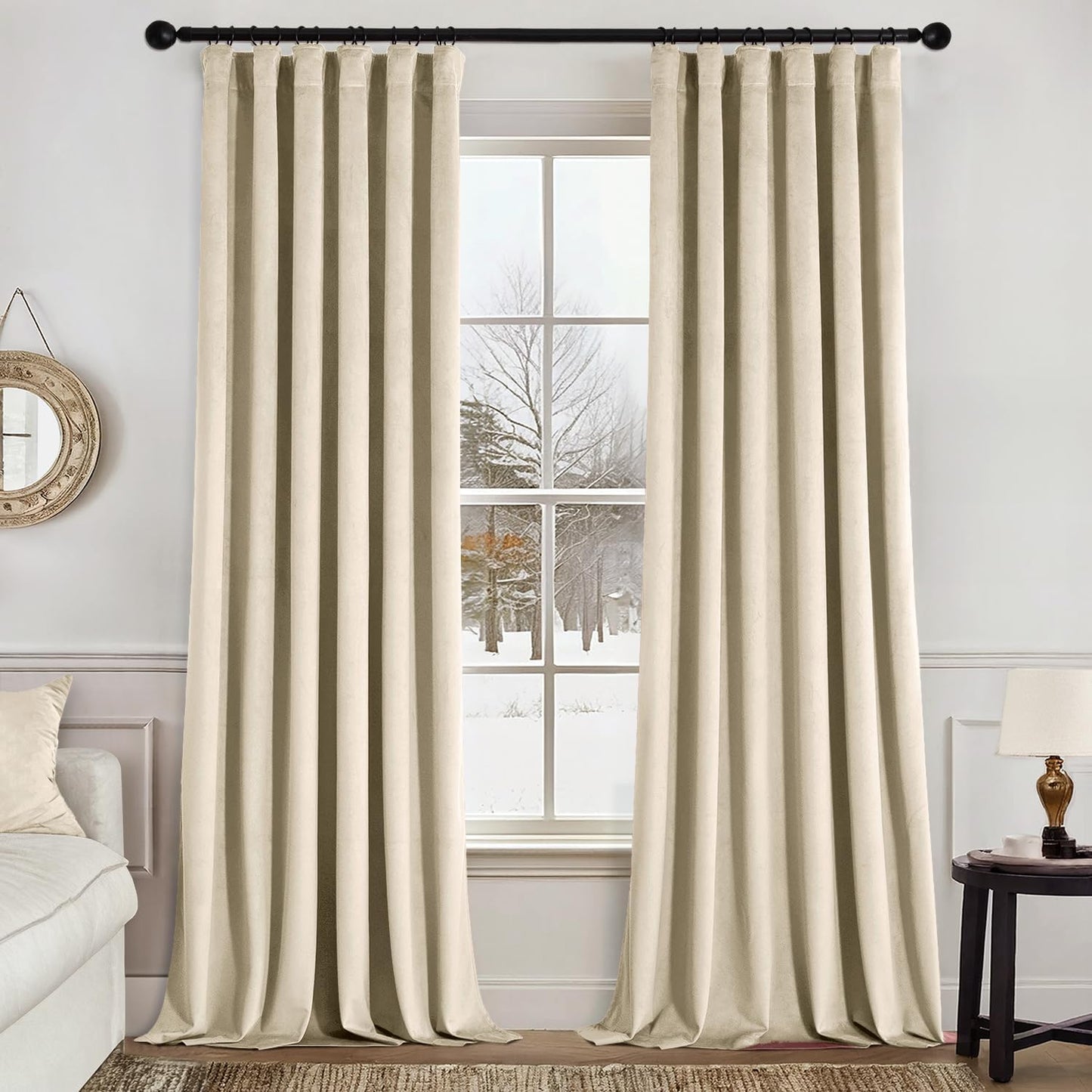 MIULEE Velvet Curtains 90 Inches Long for Elegant Living Room