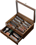 Knife Display Case Knife Collection Display Holder with Glass Lid