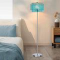 Crystal Floor Lamp Blue 64in Standing Lamp - Double-Layer Shade