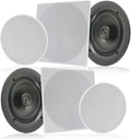 Pyle 6.5 In-Wall In-Ceiling Speaker Pair - Flush Mount Stereo Sound