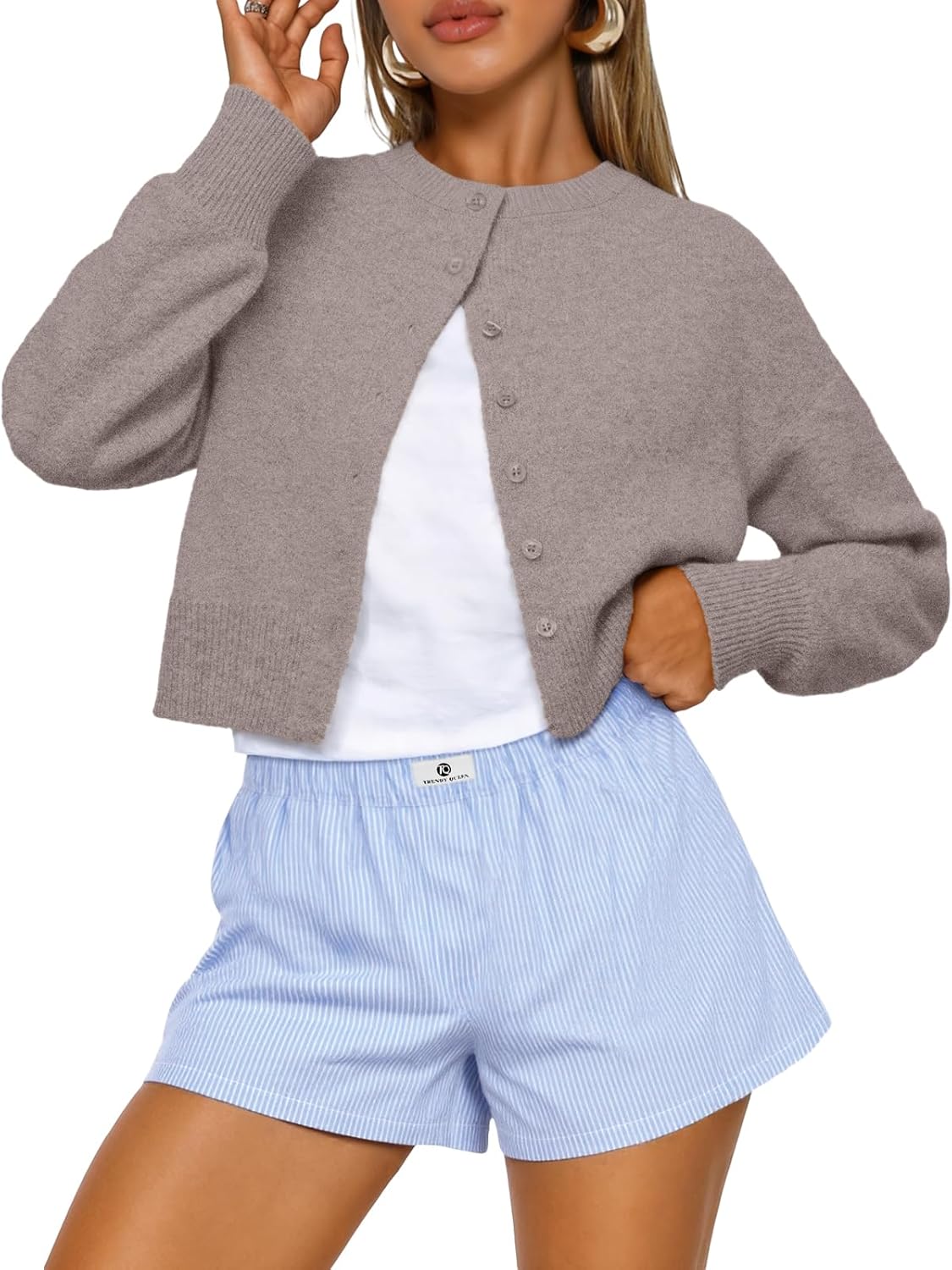 Trendy Queen Cropped Cardigan Sweaters for Women Fashion 2025