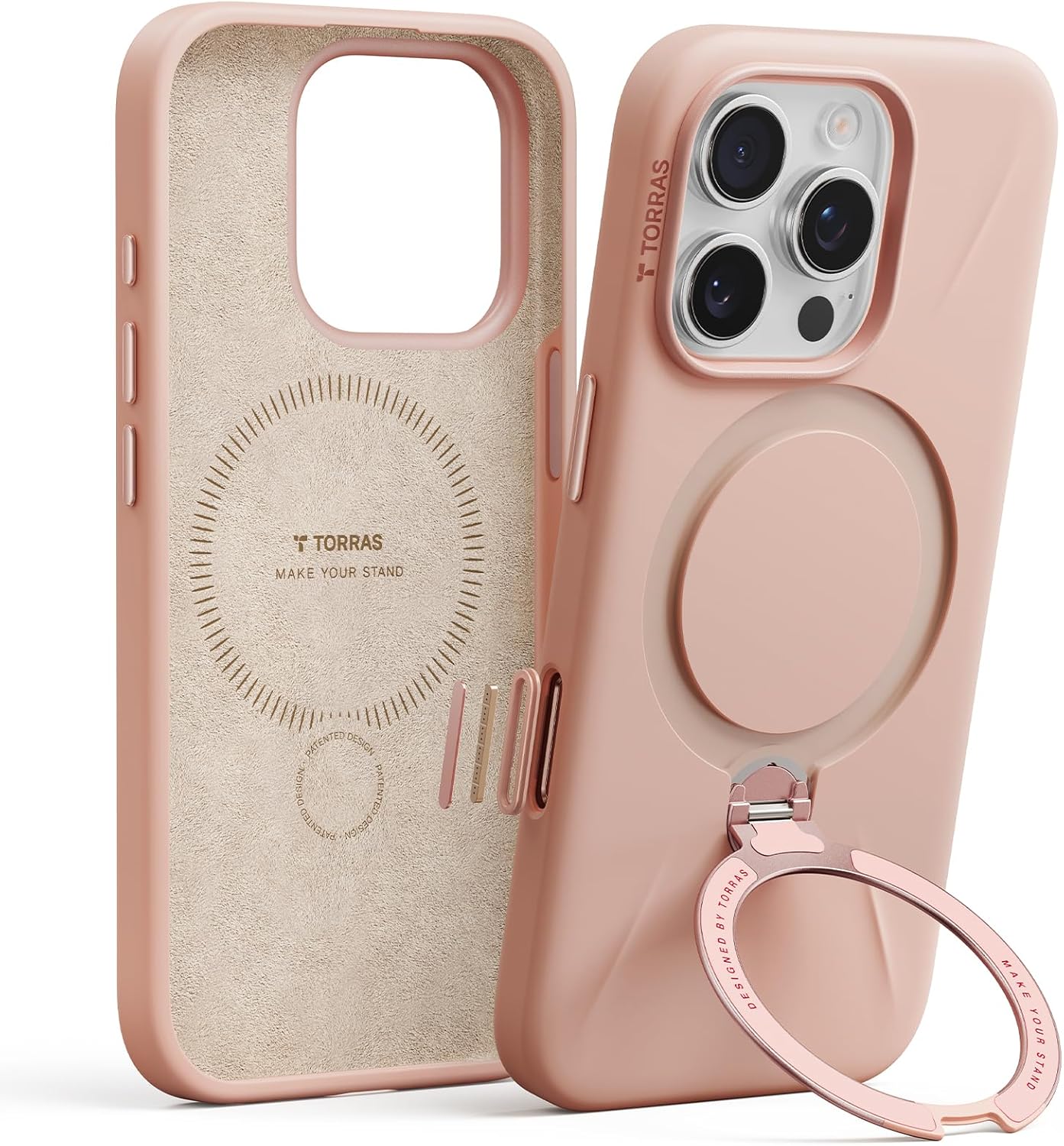 TORRAS Magnetic iPhone 16 Pro Max Case with 360 Stand Bliss Pink