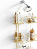 Shower Caddy Hanging Over Shower Head - No Drilling Gold Organizer