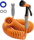 3/8 Lightweight Coil Garden Hose 75 FT - Compact Retractable Water