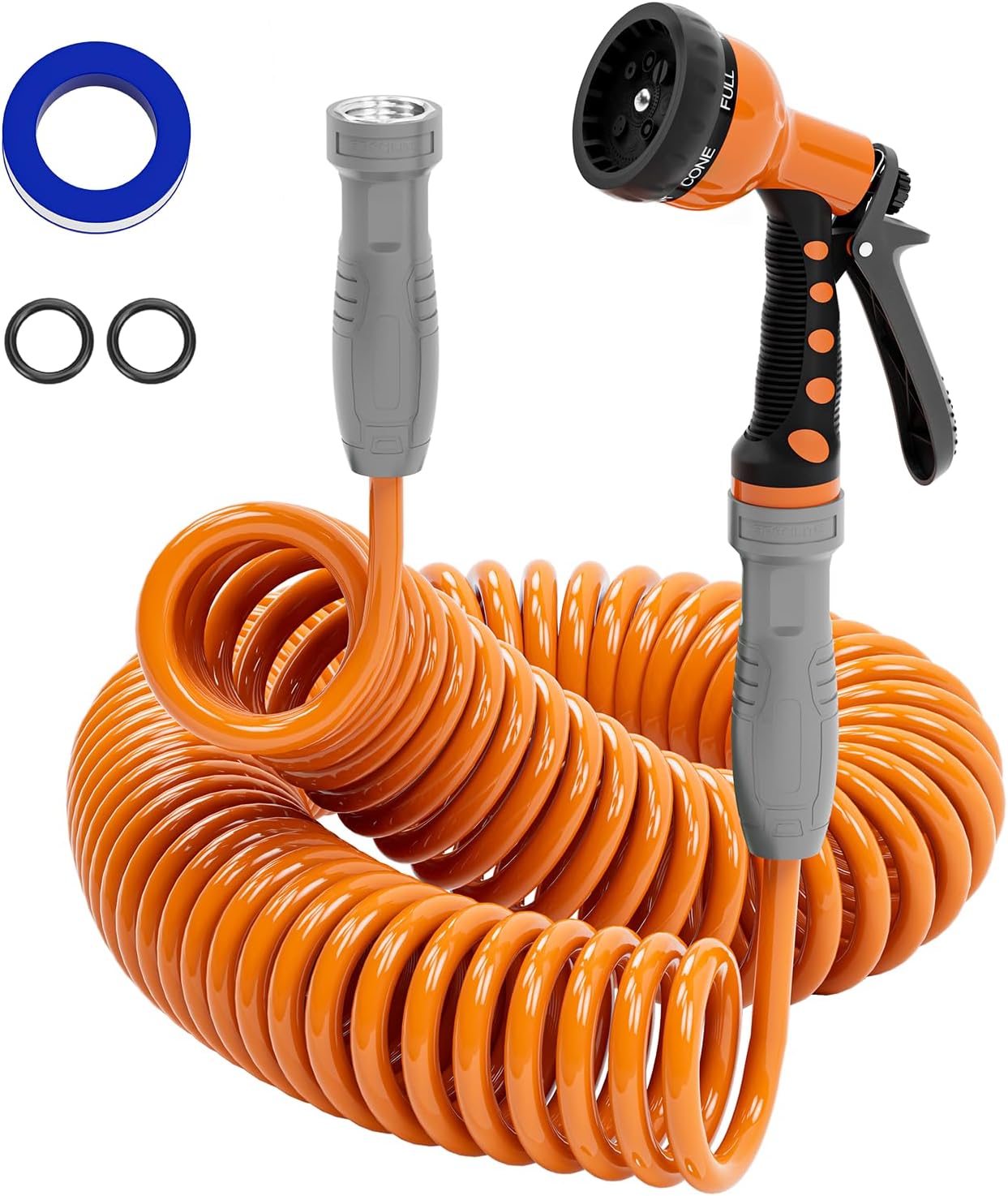 3/8 Lightweight Coil Garden Hose 75 FT for Easy Use and Storage