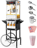Popcorn Machine w/Cart & 8 oz Kettle - Theater-Style Popcorn Maker