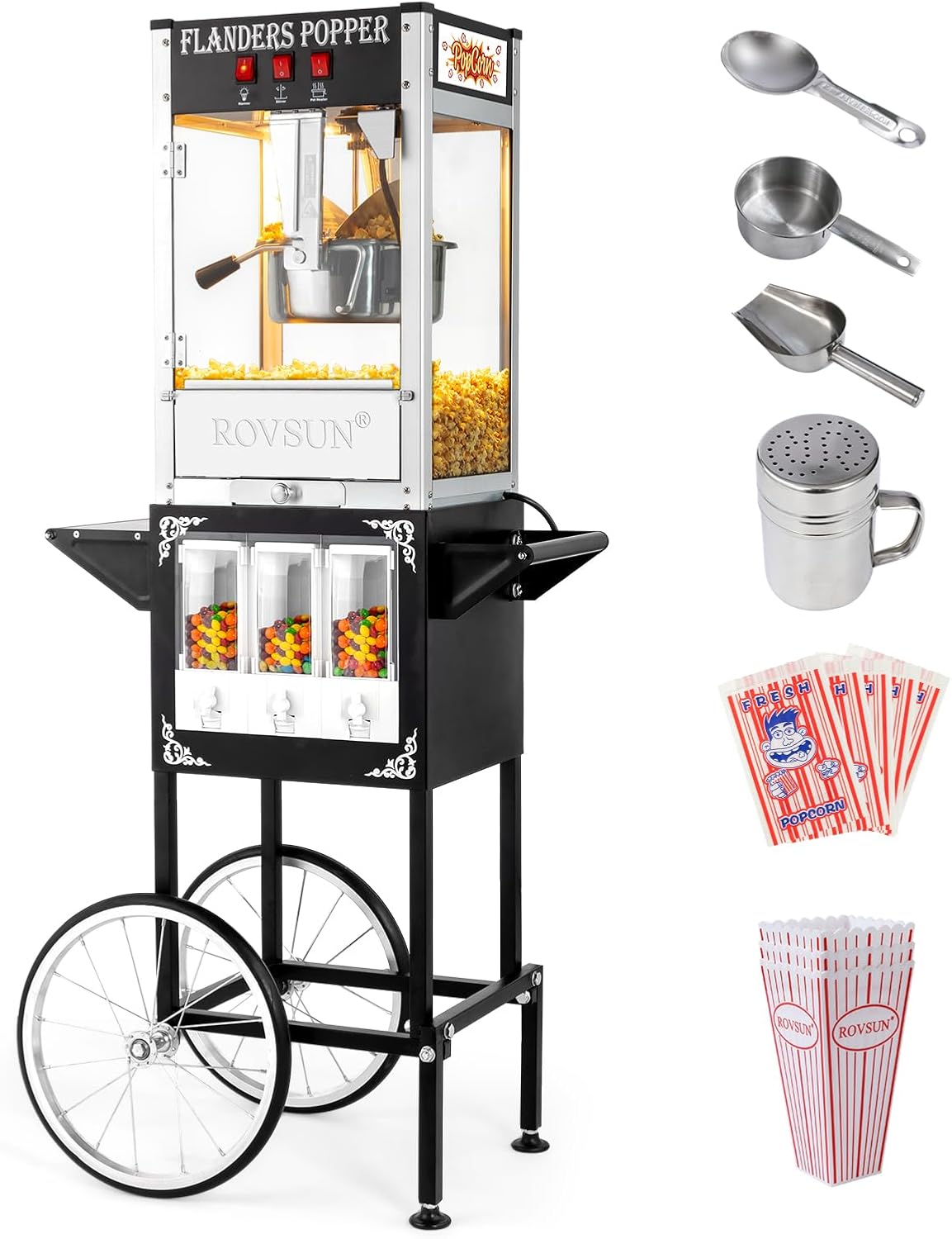 ROVSUN Popcorn Machine with Cart, Makes 32 Cups!