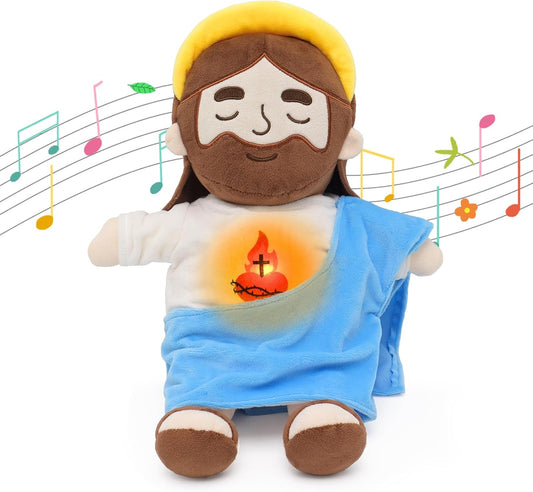 Soothing Jesus Plush Toy with Light & Sound for Kids' Comfort