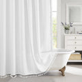 Boho Farmhouse Shower Curtain 72 x 72 - Thick Linen Feel for Modern