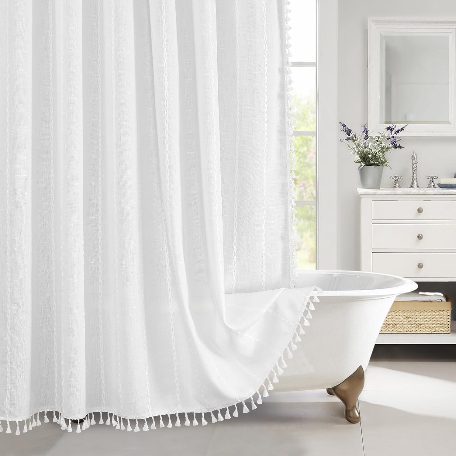 MitoVilla Boho Farmhouse Shower Curtain for Modern Decor
