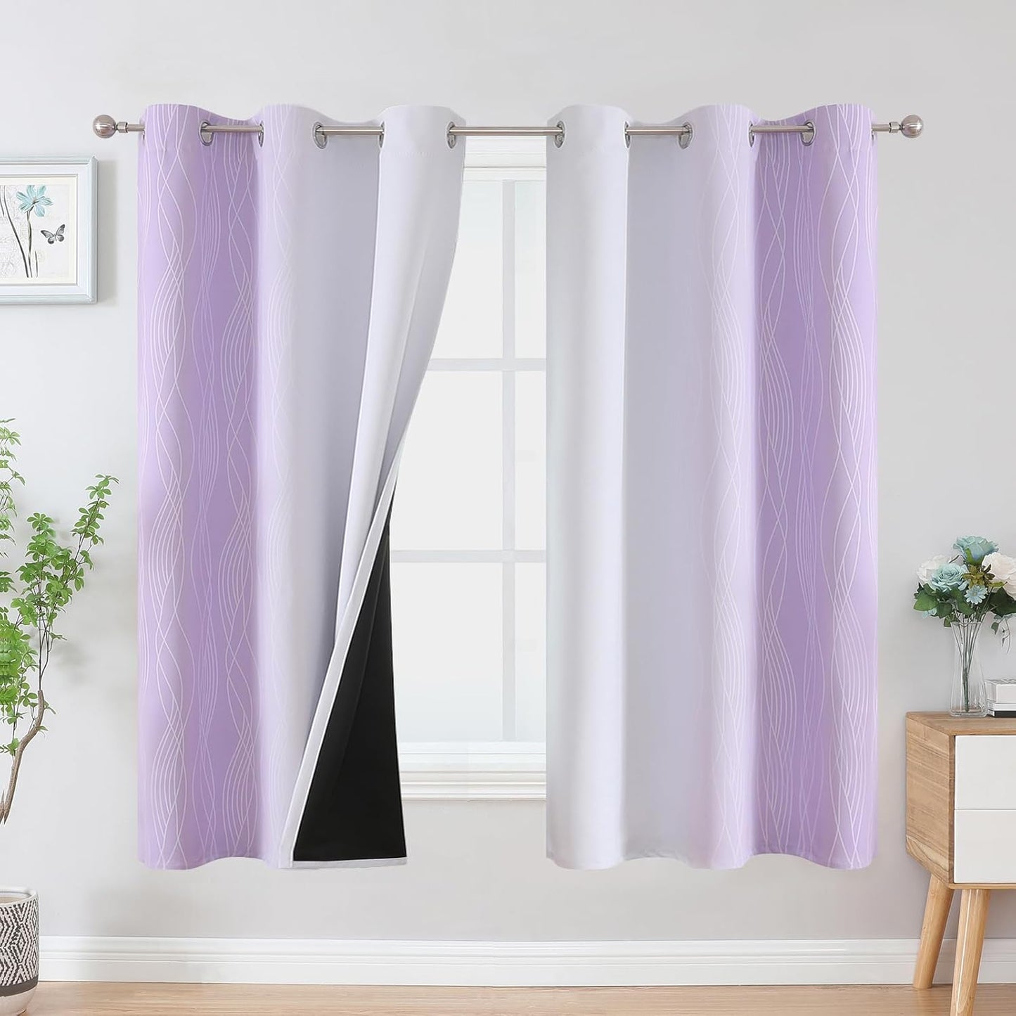 Ombre Blackout Curtains for Bedroom and Living Room, 42x63