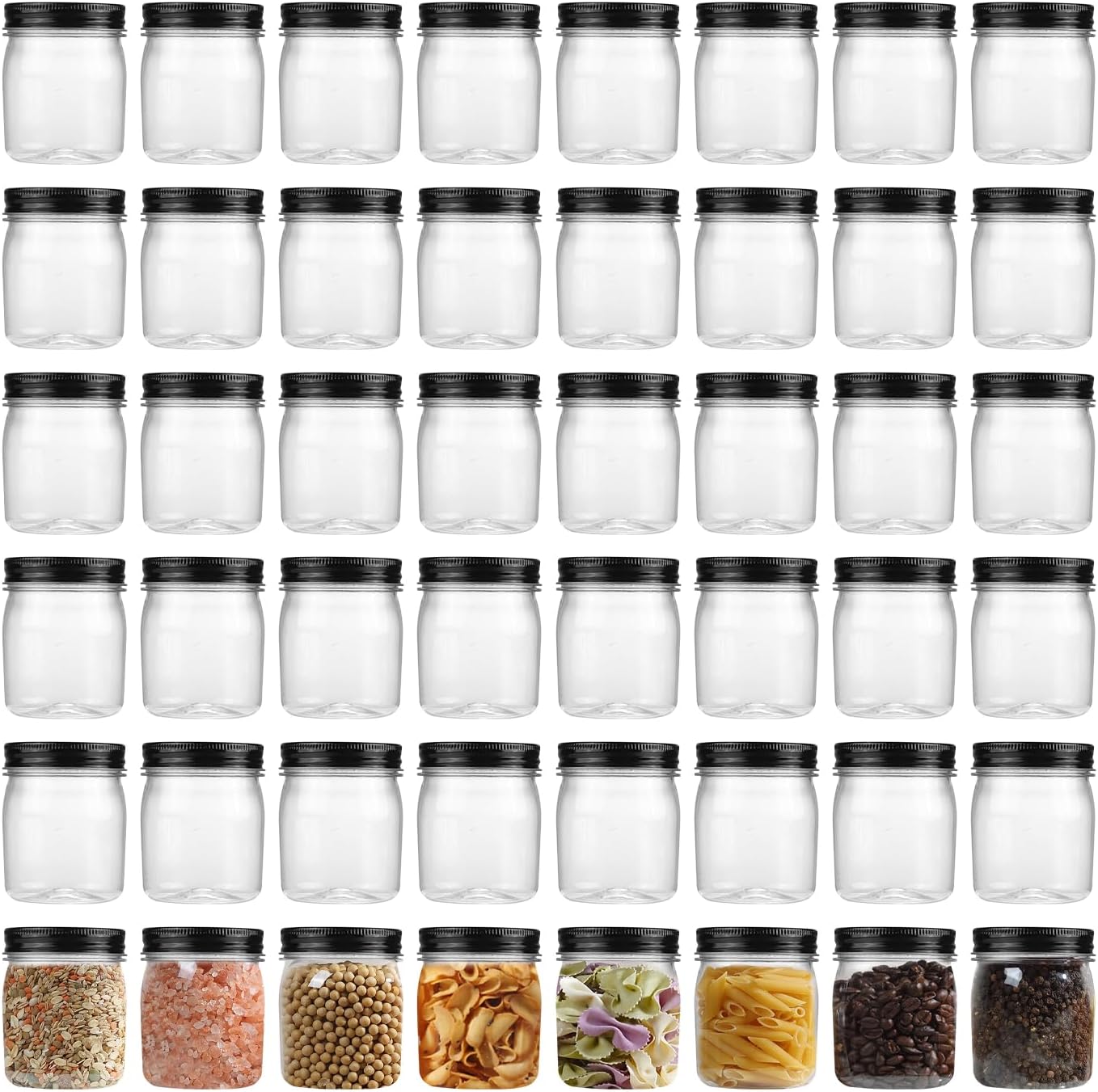 Plastic Jars With Lids 48Pcs 8 oz for Food Storage and Gifts