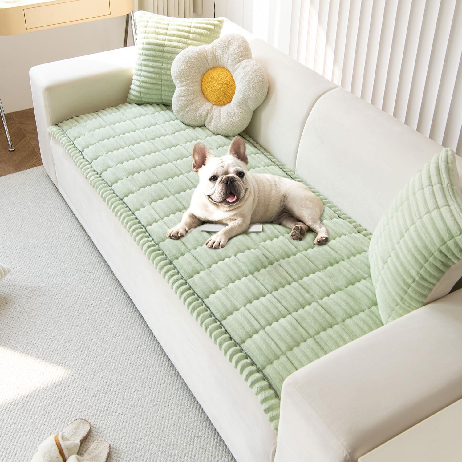 OTOB Couch Covers for 3 Cushion Sofa - Pet Friendly Plush Fuzzy