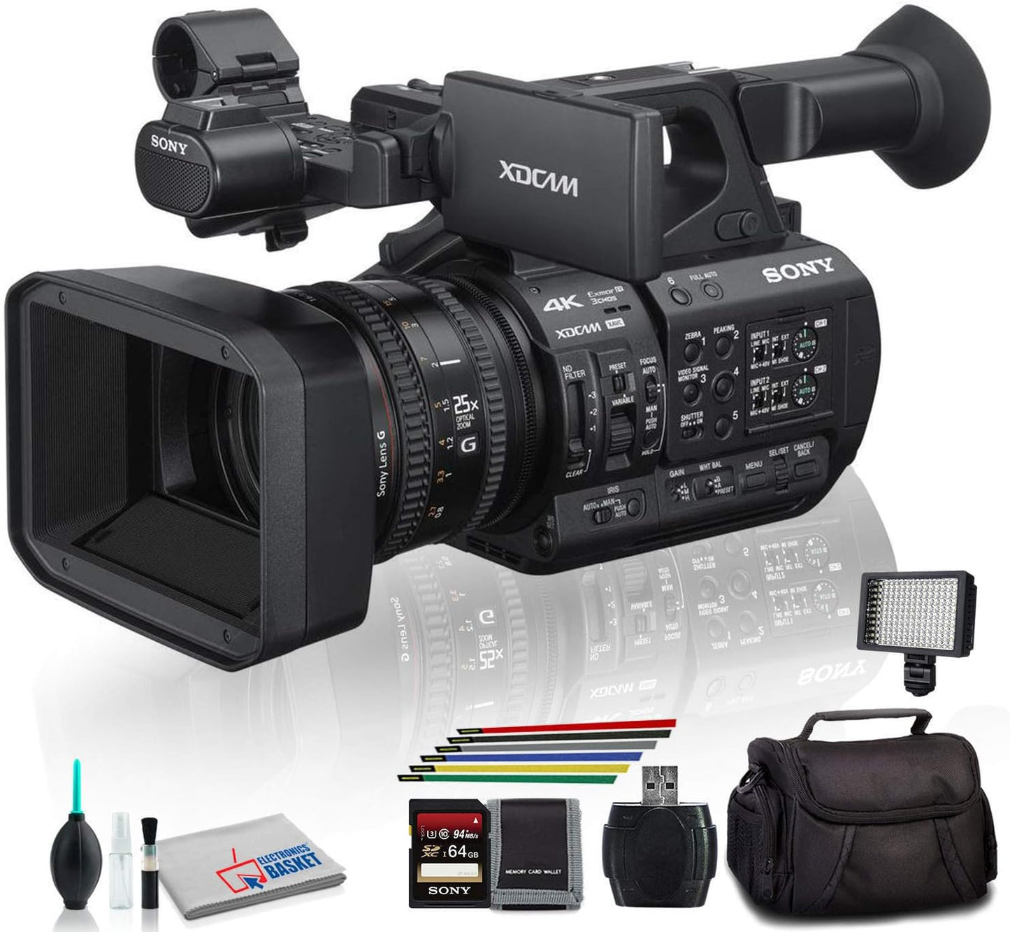 Sony PXW-Z190V 4K Camcorder Bundle with LED Light and More