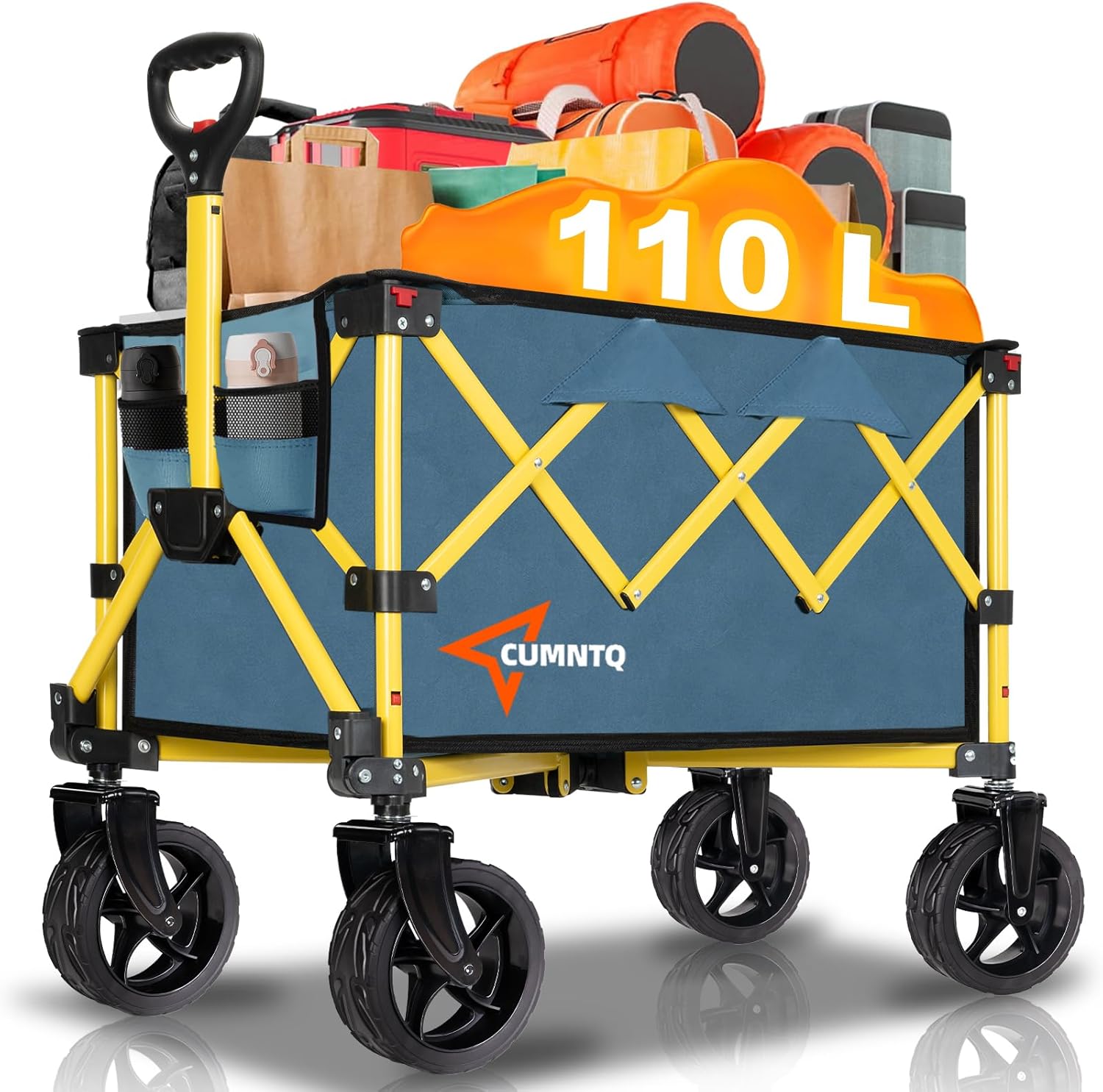 Collapsible Wagon Cart with Wheels for Outdoor and Grocery Use