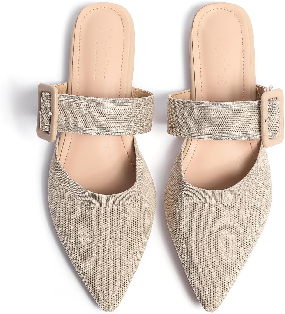 Pointed Toe Mules for Women Flats - Comfortable Slip On Design
