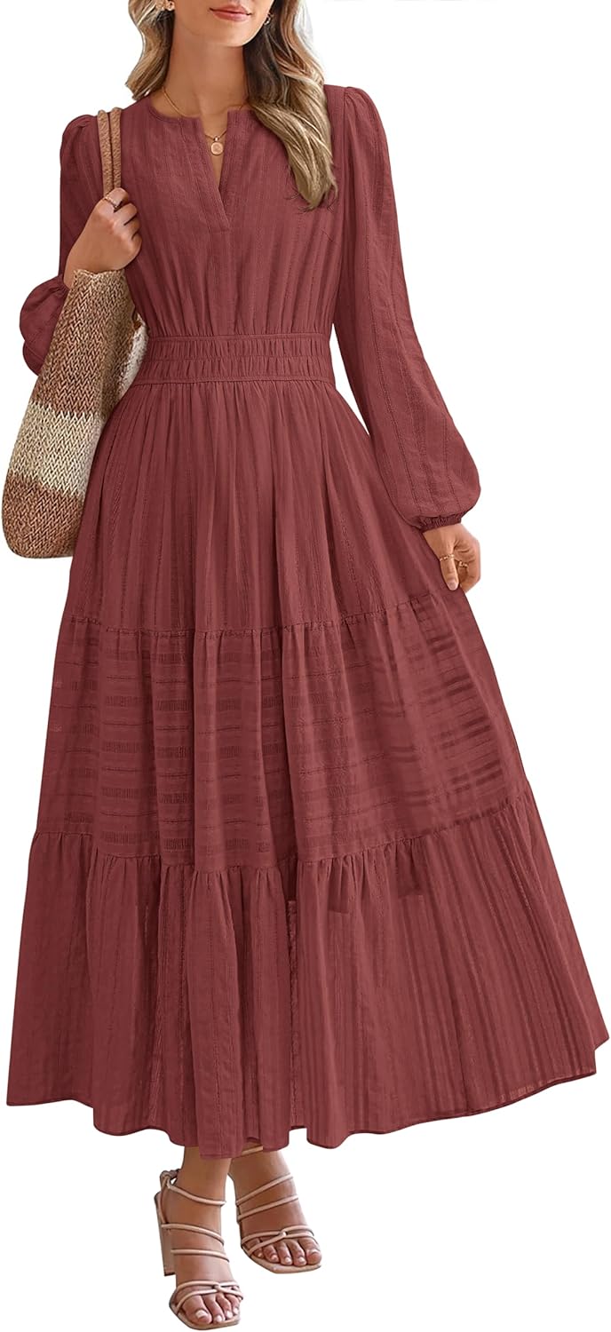 BTFBM Fall Dresses for Women 2025 Casual Long Sleeve Maxi