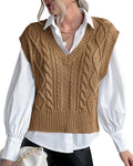 Sweater Vest for Women V Neck Sleeveless Knit Solid Casual Ribbed This