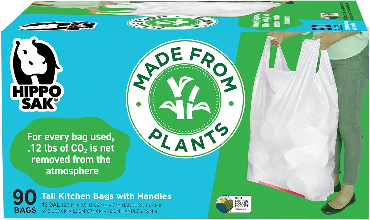 Plant Based Tall Kitchen Garbage Bags - Eco Friendly & Strong