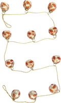 Etched Mercury Glass Ball Ornament Garland - Matte Silver with Coral
