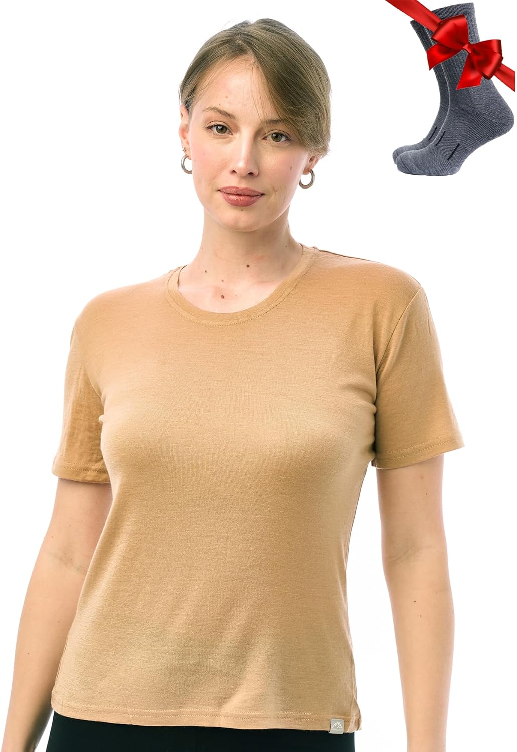 Merino Wool T Shirt Women - Soft Moisture-Wicking Tee & Socks
