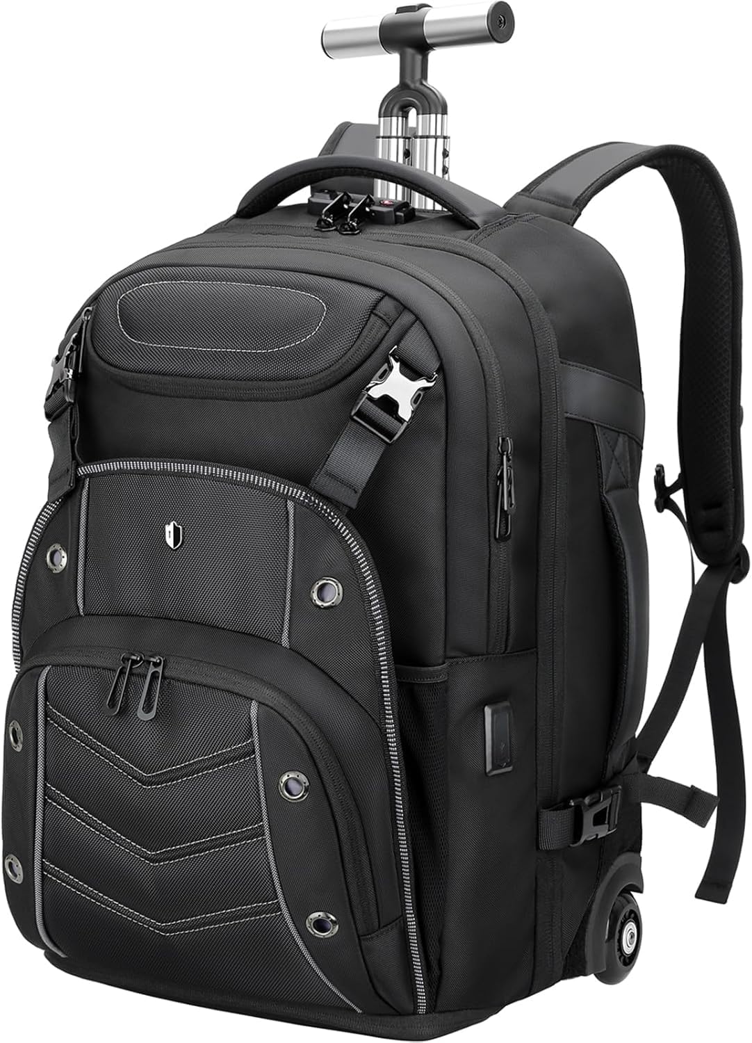 2-in-1 Large Rolling Laptop Backpack for Travel and Sports