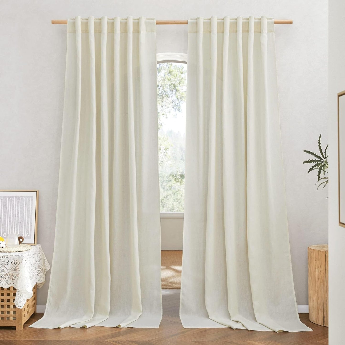 NICETOWN Thick Linen Boho Curtains for Living Room Privacy