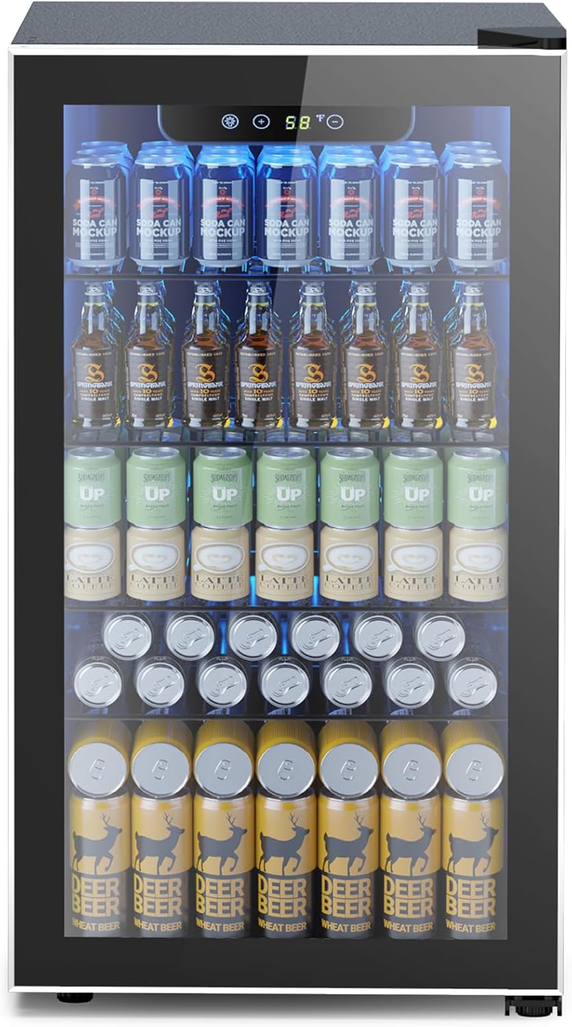 Mini Fridge 130 Can Beverage Refrigerator Cooler for Home