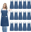 15 Pcs Adult Aprons Bulk with Pockets Adjustable Bib Apron for Cooking