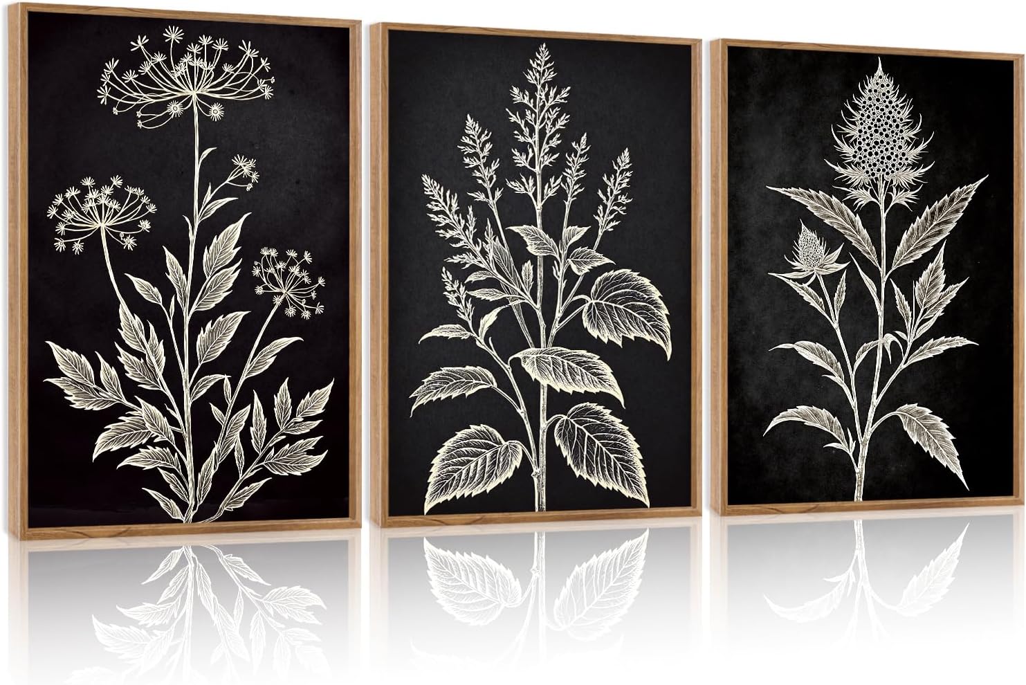 Vintage Floral Framed Canvas Wall Art Set for Home Decor