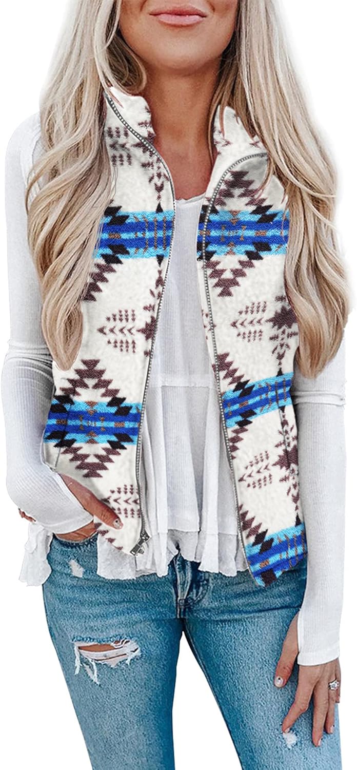 LOMON Womens Fuzzy Sherpa Fleece Jacket Cozy Sleeveless Vest