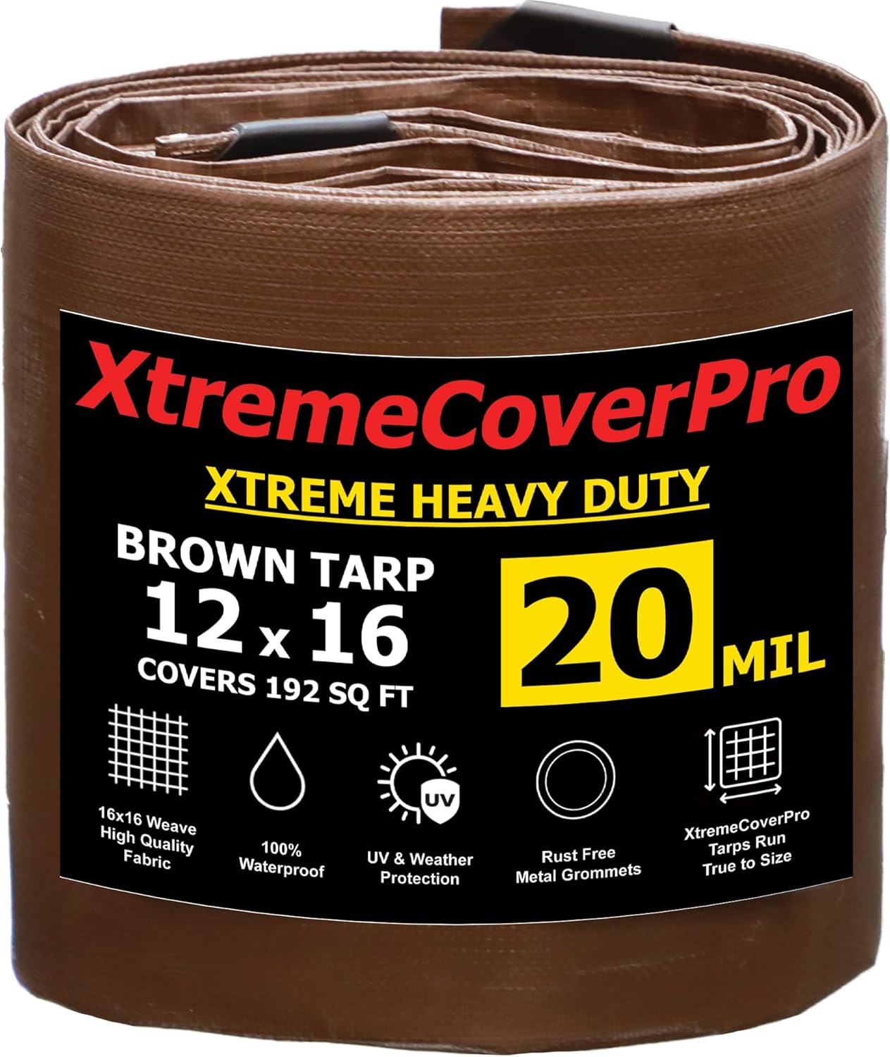 12ft x 16ft Brown Super Ultra Heavy-Duty Tarp for All Weather