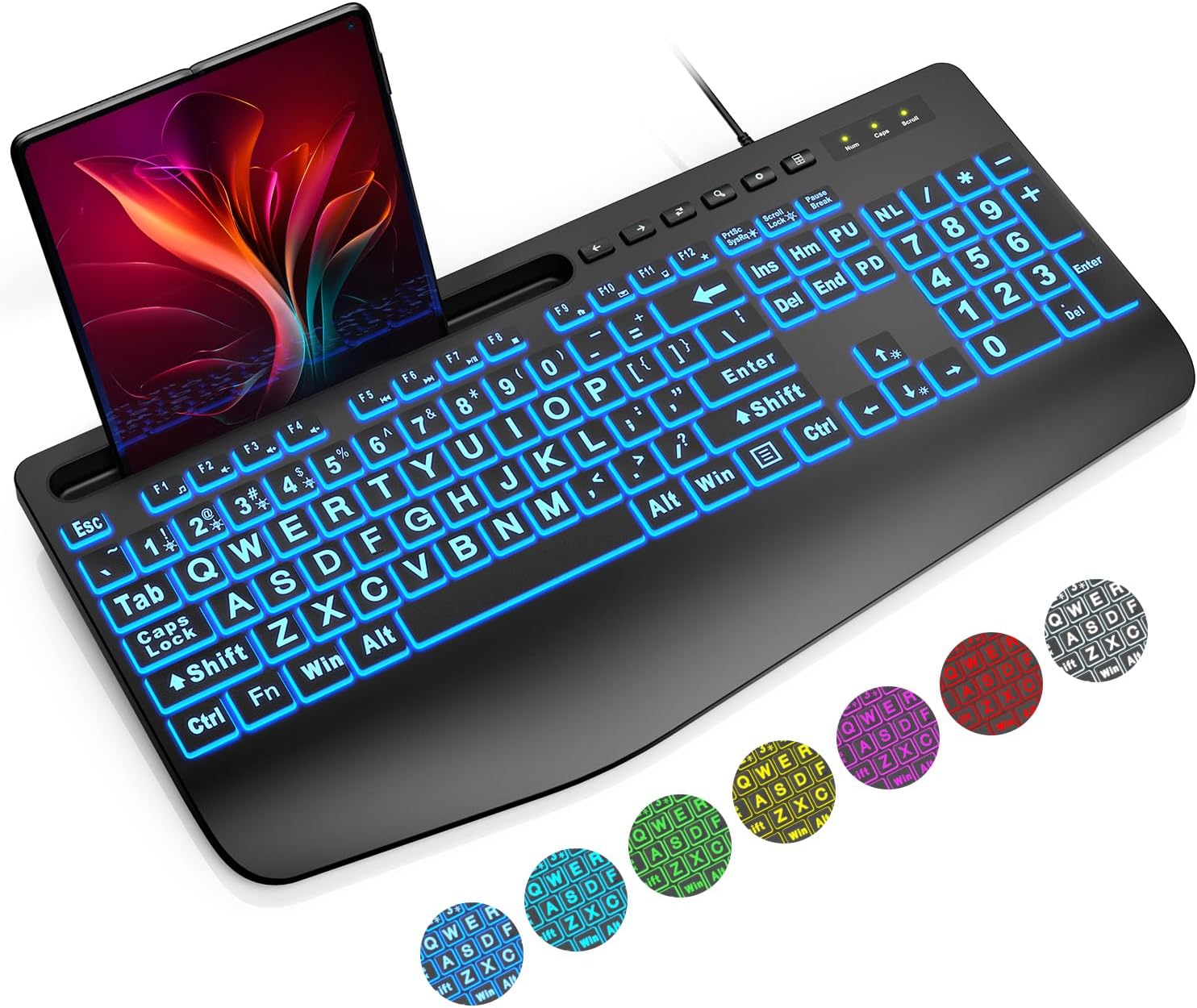 SABLUTE Large Print Backlit USB Keyboard - Easy Typing & Reading