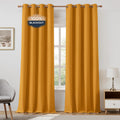 HOMEIDEAS Mustard Yellow Linen Blackout Curtains 52 x 96 in - Full