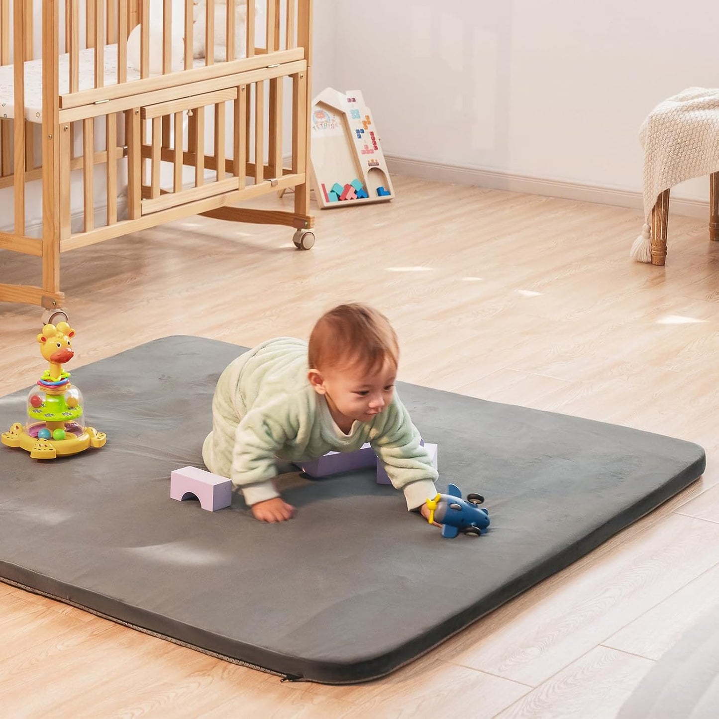 Baby Play Mat for Floor - Large Thick Foam Tummy Time Mat