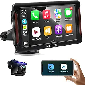 Portable Wireless Carplay Android Auto Stereo with Backup Camera