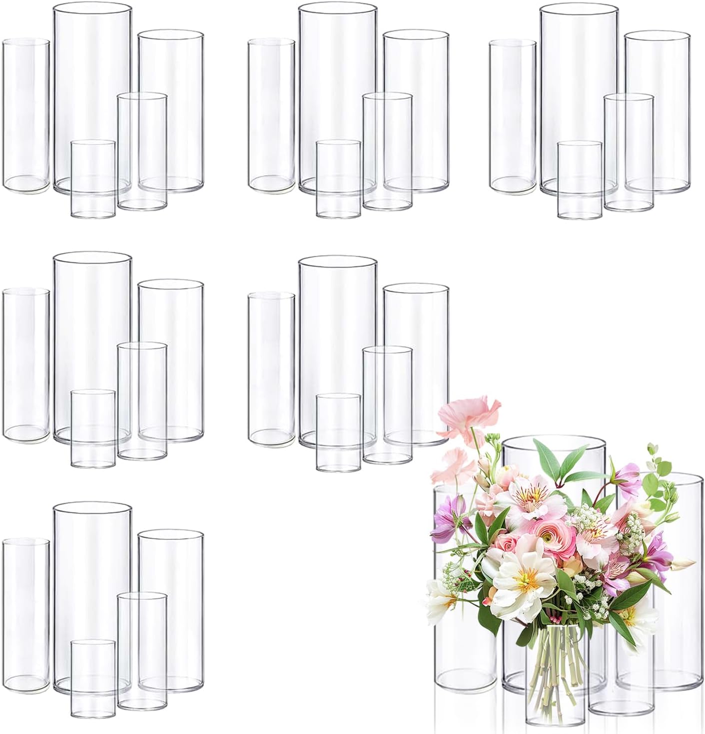 30pcs Glass Vase Cylinder Vases for Centerpieces and Decor