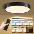 18 in Black Flush Mount Ceiling Light with Remote - 5CCT Dimmable