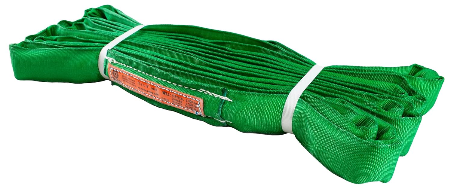 Power Lift PL2x12ft Green Polyester Round Sling for Heavy Loads
