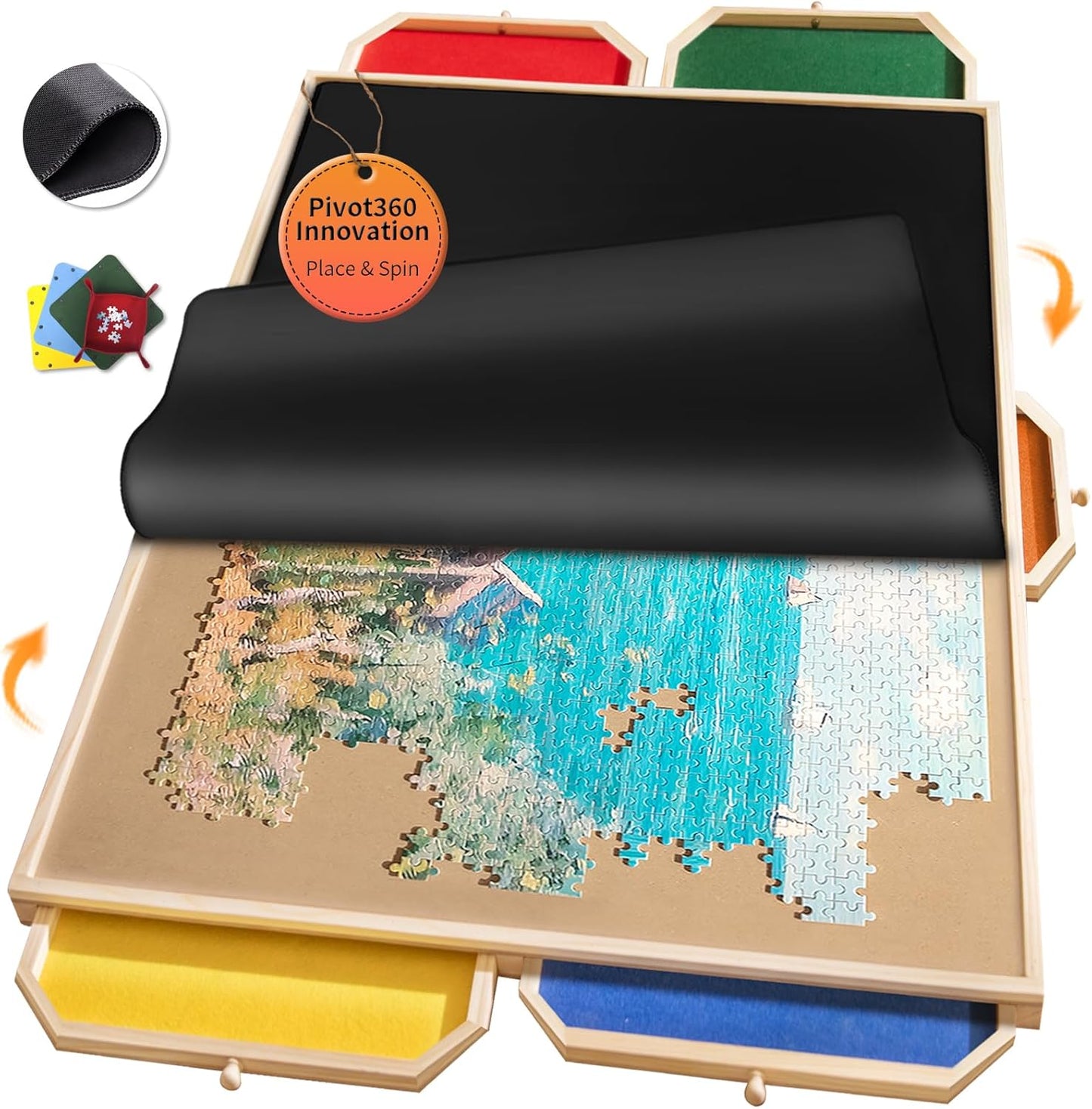 1500 Piece Puzzle Board Pro with Drawers and Rubber Cover Mat