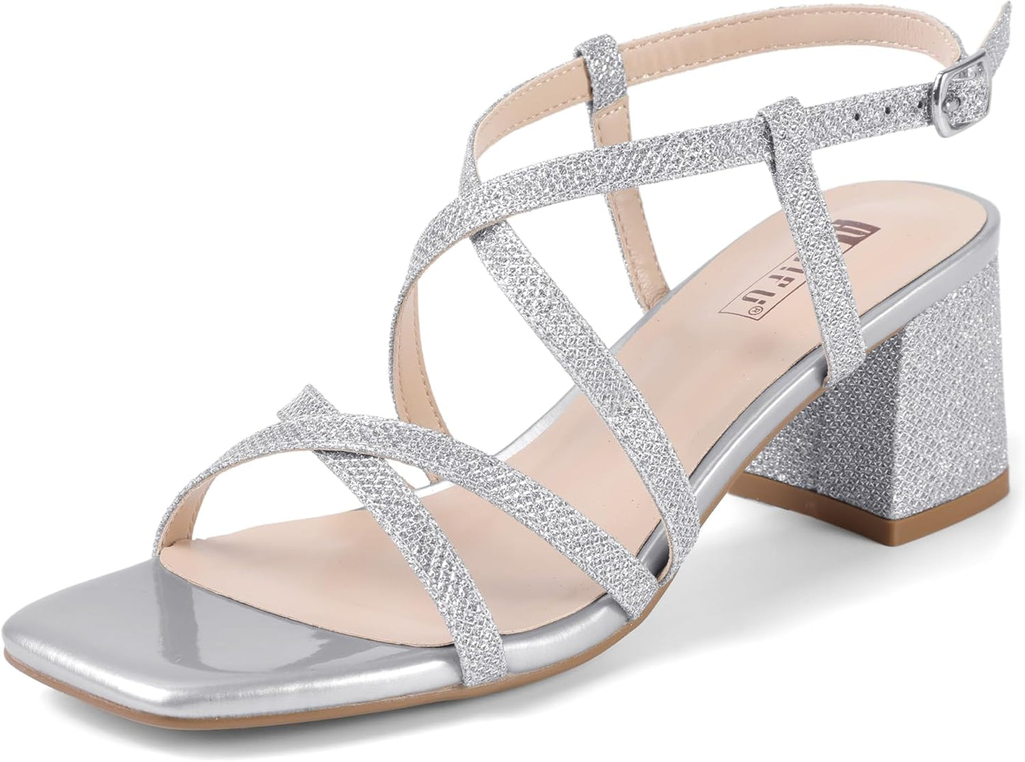 IDIFU IN2 Strapp Chunky Block Square Toe Heels for Women