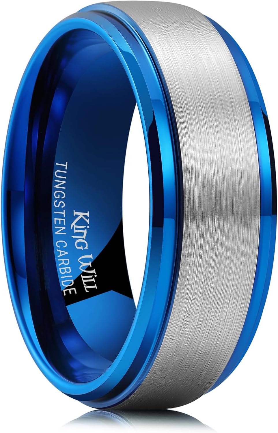 King Will Mens Brushed Wedding Band in Two Tone Matte Finish