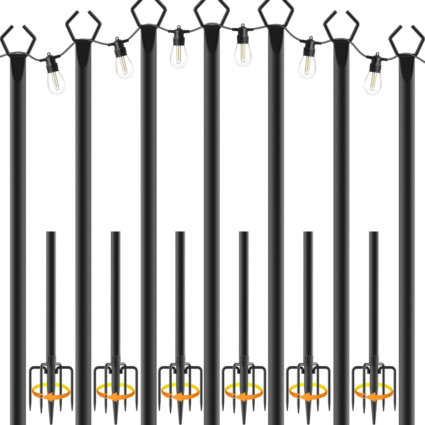 7 Pack String Light Poles for Outdoor Lighting and Decor