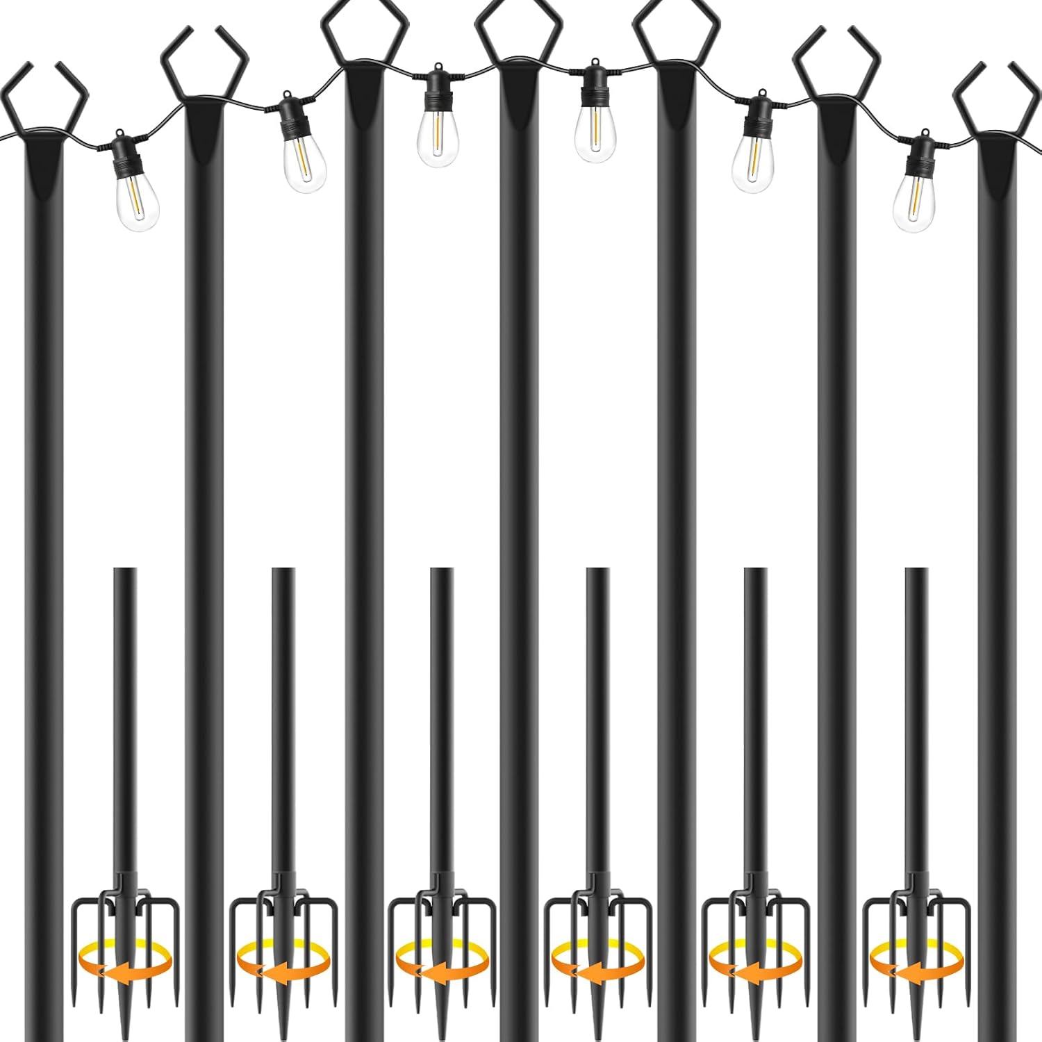 7 Pack String Light Poles for Outdoor Lighting and Decor